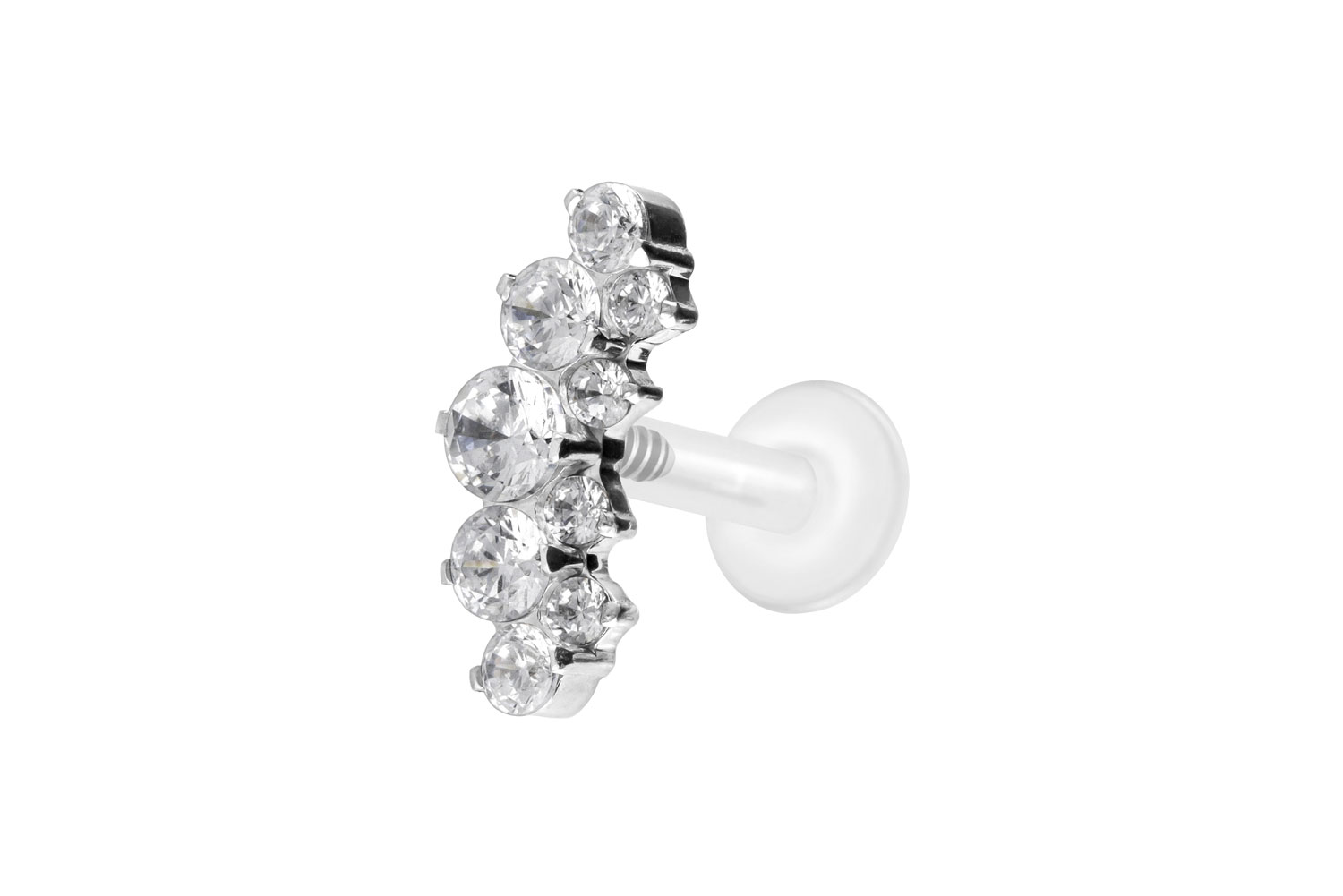 PTFE Labret Piercing mit Innengewinde + Titan-Aufsatz KRISTALLBOGEN